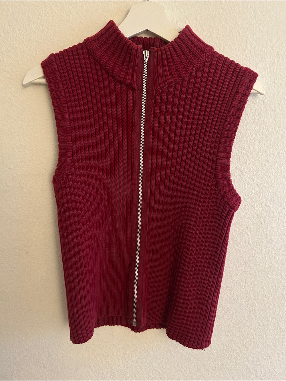 Vintage Gap Ribbed Zip-Front Turtleneck Vest Size Medium
